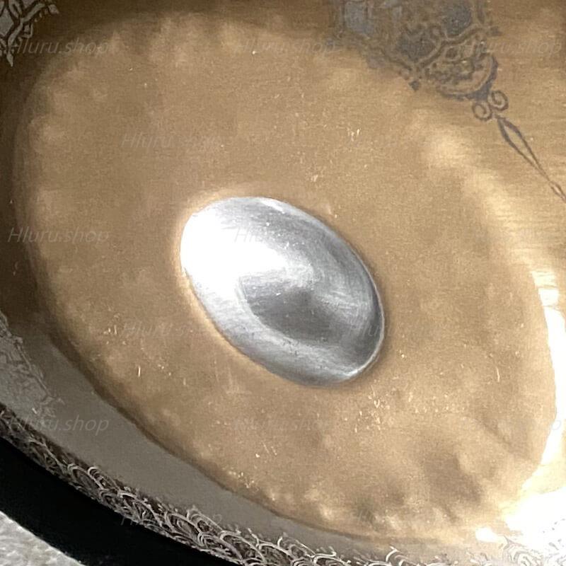 MiSoundofNature Royal Garden C Major 22 Inch 9/10/12 Notes Handmade Stainless Steel Handpan Drum, Available in 432 & 440 Hz, Gold-plated Sound Area, Laser engraved Mandala pattern. Never fade. - HLURU.SHOP