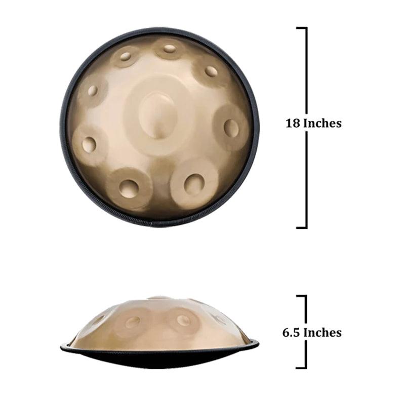 MiSoundofNature STL Handpan Drum Mini 18 Inches Pure Golden 9 Notes G minor Hangdrum - HLURU.SHOP