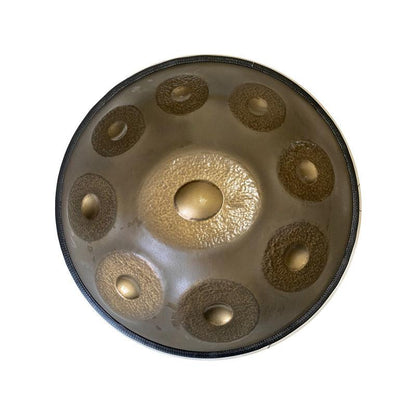 MiSoundofNature Sun God Handmade Customized D Minor Sabye Scale 22 Inches 9/10/12 Notes Nitride Steel Handpan Drum, Available in 432 Hz and 440 Hz - HLURU.SHOP