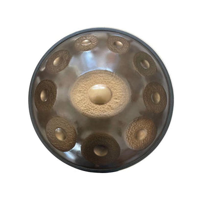 MiSoundofNature Sun God Handmade Customized E La Sirena Scale 22 Inches 9/10/12 Notes Nitride Steel Handpan Drum, Available in 432 Hz and 440 Hz - HLURU.SHOP