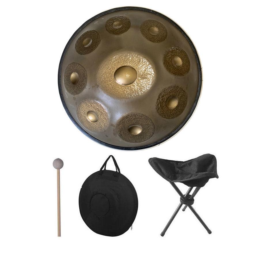 MiSoundofNature Sun God Handmade D Minor Amara Scale 22 Inches 9 Notes Nitride Steel Handpan Drum, Available in 432 Hz and 440 Hz - HLURU.SHOP