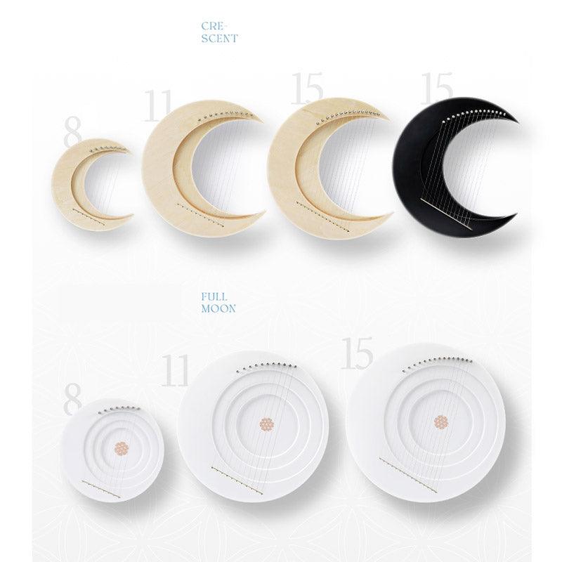 Moon Shape 8/11/15 Strings C/G Tone Maple + Elm Lyre Harp For Kids & Adults - HLURU.SHOP