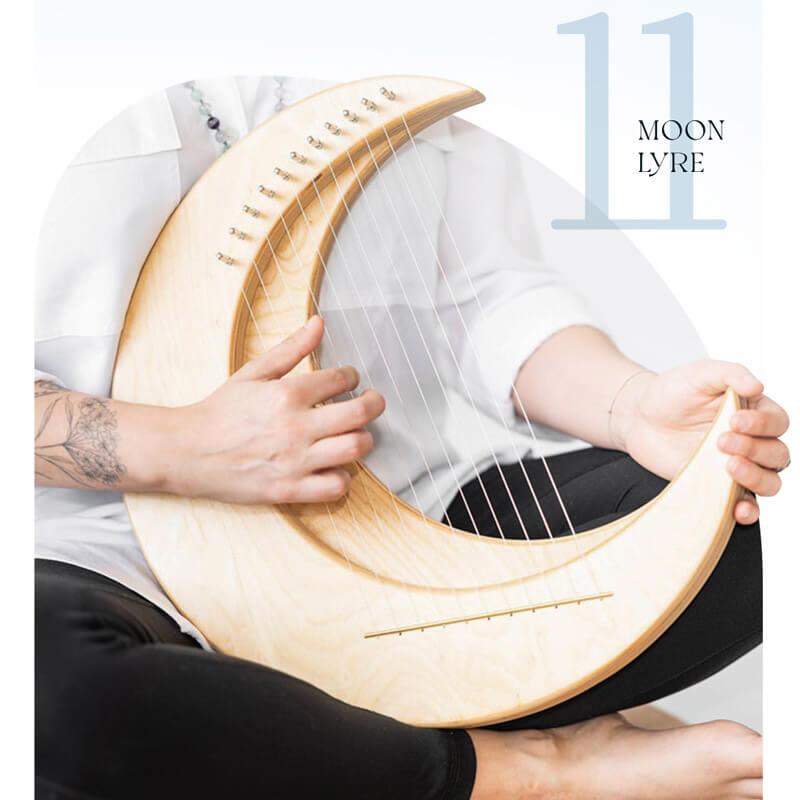 Moon Shape 8/11/15 Strings C/G Tone Maple + Elm Lyre Harp For Kids & Adults - HLURU.SHOP