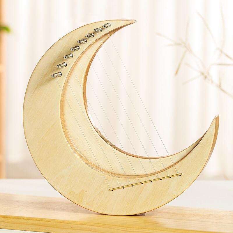 Moon Shape 8/11/15 Strings C/G Tone Maple + Elm Lyre Harp For Kids & Adults - HLURU.SHOP