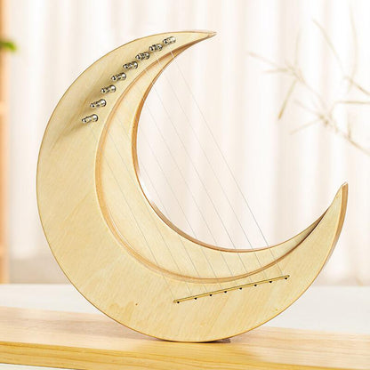 Moon Shape 8/11/15 Strings C/G Tone Maple + Elm Lyre Harp For Kids & Adults - HLURU.SHOP