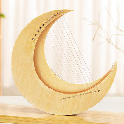 Moon Shape 8/11/15 Strings C/G Tone Maple + Elm Lyre Harp For Kids & Adults - HLURU.SHOP