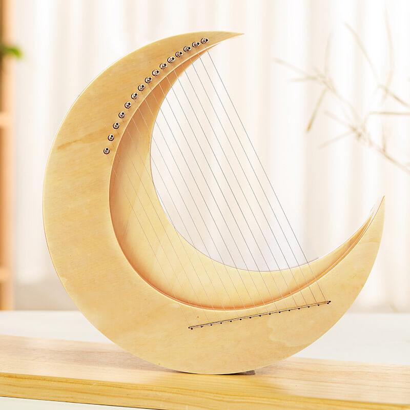 Moon Shape 8/11/15 Strings C/G Tone Maple + Elm Lyre Harp For Kids & Adults - HLURU.SHOP