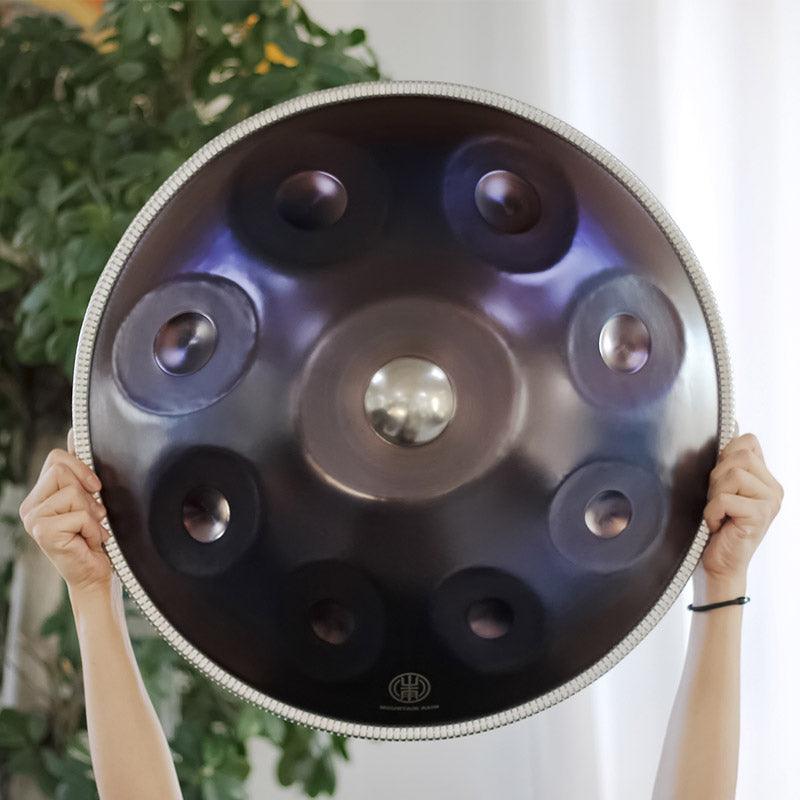 Mountain Rain Handmade Hammering Handpan Drum, Kurd Scale D Minor, Available in 432 Hz and 440 Hz, High-end 22 Inches 9 Tones Featured High-end Nitride Steel - HLURU.SHOP