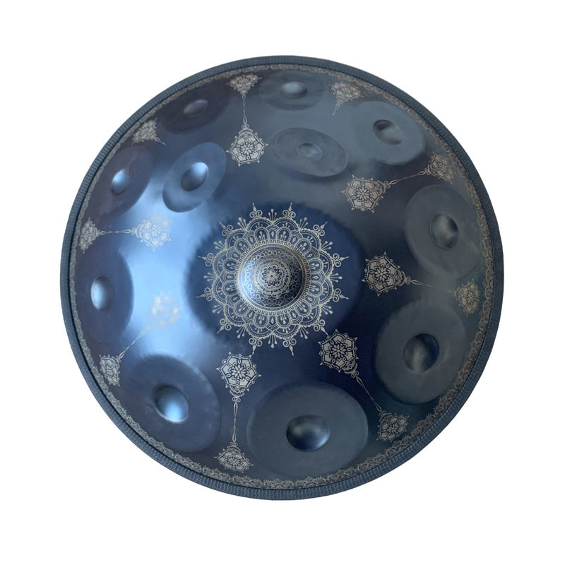 MiSoundofNature Mandala Pattern Handmade Customized Nitride Steel HandPan Drum D Minor Sabye Scale 22 Inch 9/10/12 Notes Featured, Available in 432 Hz and 440 Hz