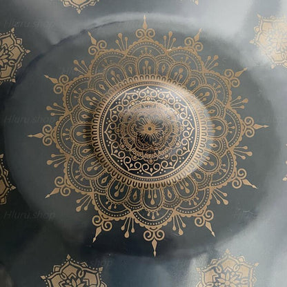 MiSoundofNature Handpan Drum Handmade Kurd / Celtic Scale D Minor 22 Inch 10 Notes, Available in 432 Hz and 440 Hz, Featured High-end Nitride Steel Percussion Instrument - Laser engraved Mandala pattern. Never fade.