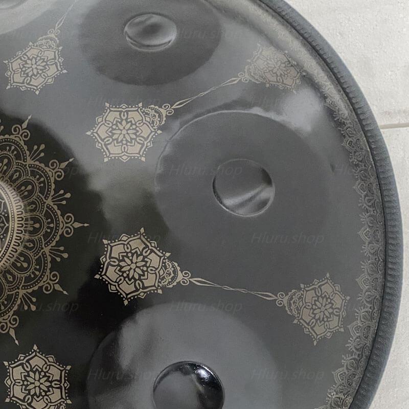 MiSoundofNature Mandala Pattern Handmade Nitride Steel HandPan Drum D Minor Amara/Celtic Scale 22 Inch 9 Notes Featured, Available in 432 Hz and 440 Hz