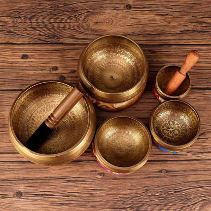MiSoundofNature Tibetan / Nepal Handmade Singing Bowl Set - Stick, Cushion