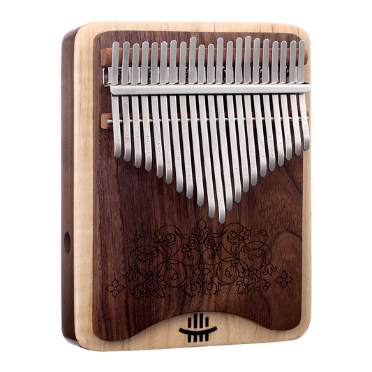 HLURU 21 Keys Hollow Kalimba Finger Piano, Box Resonace and Plate Thumb Piano 2 in 1 Black Walnut & Maple Pocket Thumb Piano